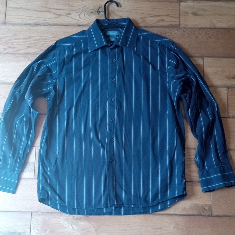 Elegant Navy Striped Dress Shirt